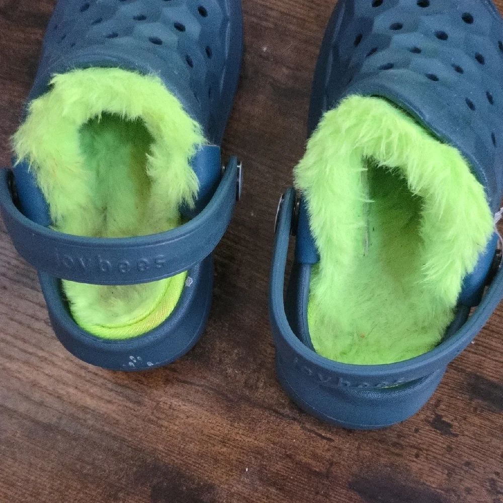 Blue and Green Sandals with Perforated Design
